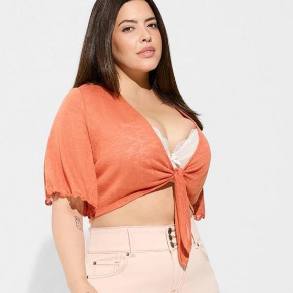 torrid Sweaters - torrid Slub Shrug 3/4 Sleeve Tie Front Sweater NWT